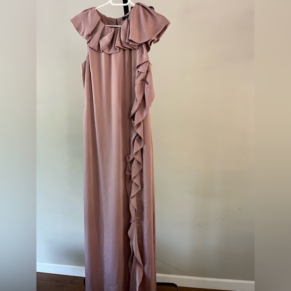 BCBGMAXAZRIA Nanci lavender dress with ruffled neckline size 6 color Blush - Picture 7 of 7